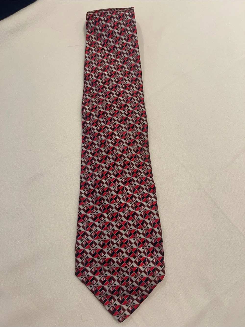 Stefano Ricci Red and Black Geometric Silk Tie